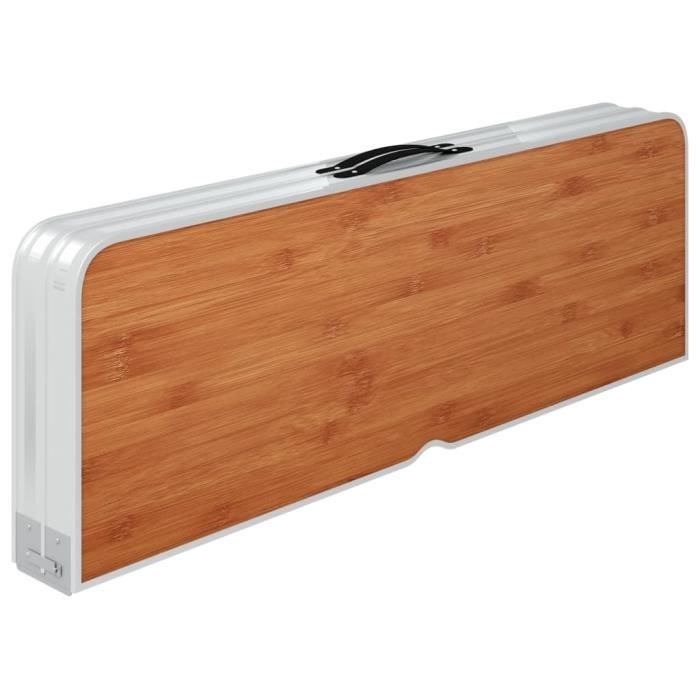 VidaXL Folding Camping Table with 2 Benches Aluminium Brown