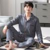 Мужские брюки с длинными рукавами из чистого хлопка на осень и зиму, тонкие пижамы для людей среднего и пожилого возраста, пижамы, комплекты домашней одежды, домашняя одежда