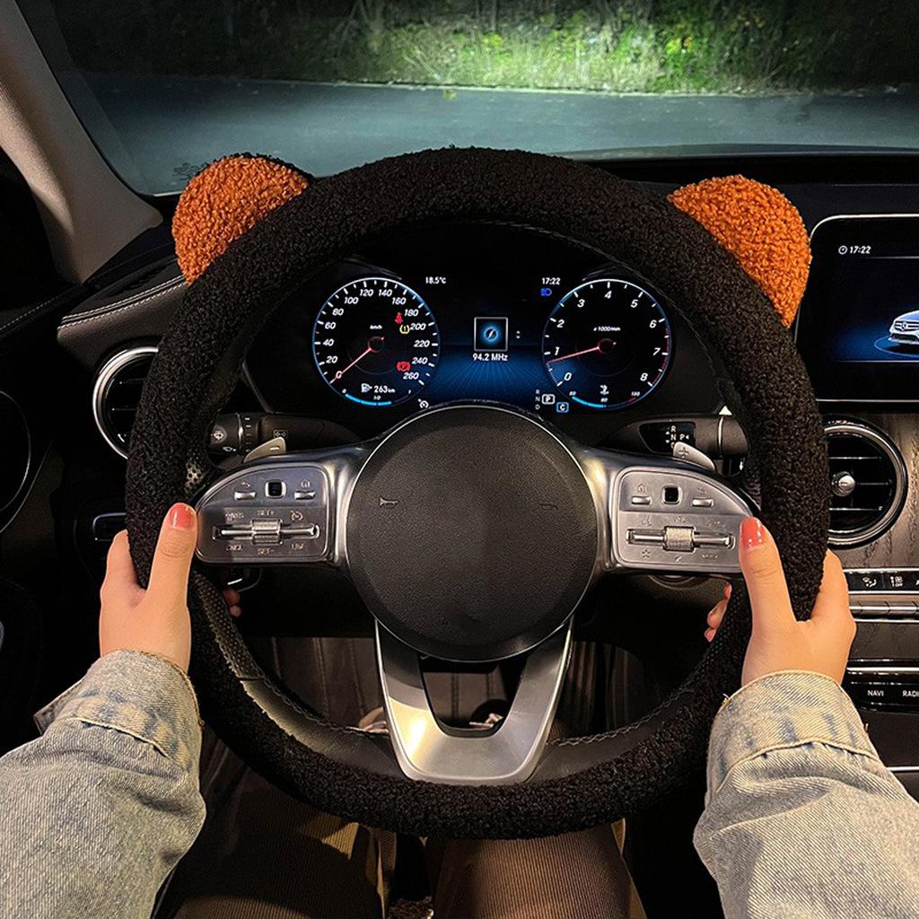 YHOPE Bear Plush Steering Wheel Cover - Add a of Cuddly Comfort to Your Drive!