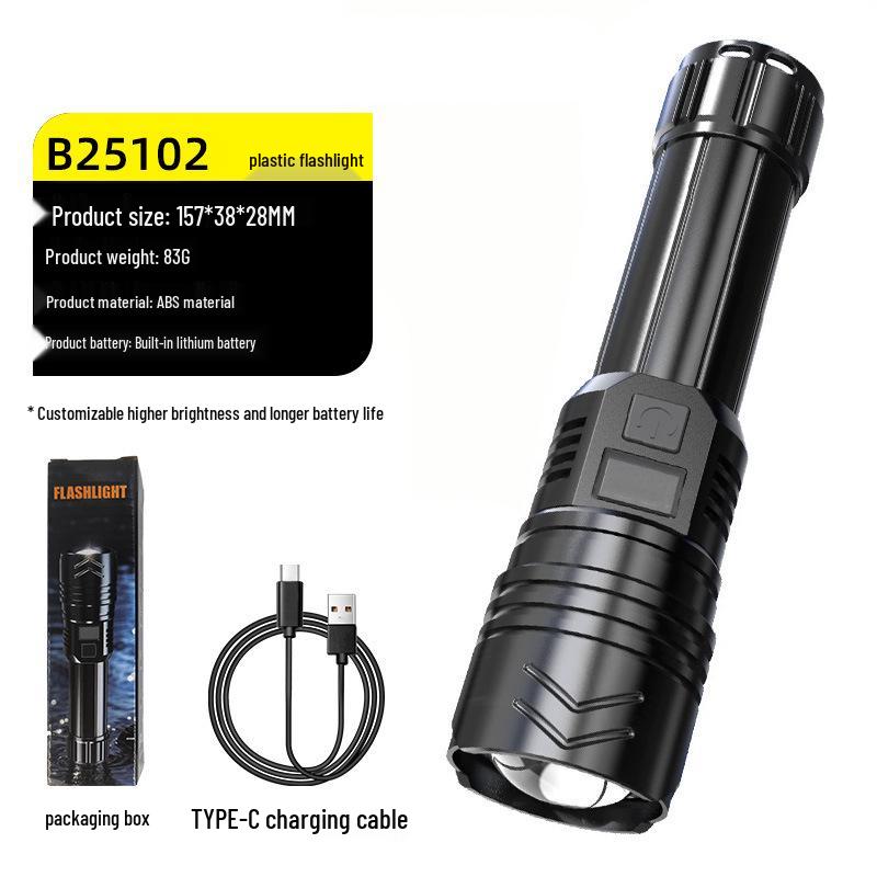 Rechargeable Super Bright Long-Range LED Flashlight with Laser Cannon and Extended Battery Life