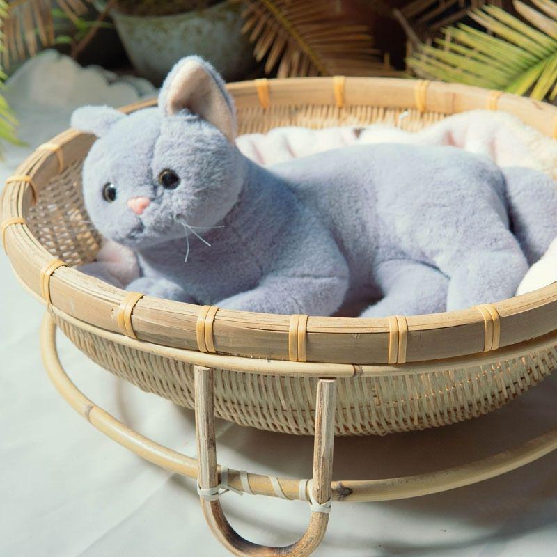 Кровать-гнездо для кошки из бамбука - Всесезонная, Прохладное плетение из ротанга, Двухъярусная, Дизайн Красной Виллы, Универсальный размер