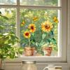 Removable Sunflower Potted Butterfly Wall Sticker For Bedroom Living Room Foyer Home Background Decoration Self-adhesive 3