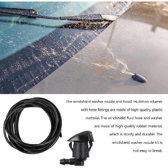 Mandark Car Windshield Washer Nozzle Hose Kit, 2Pcs Washer Nozzles &Gaskets, 12Pcs Hose Connectors, 10Pcs Hood Retainers, Fluid Hose And Fastener
