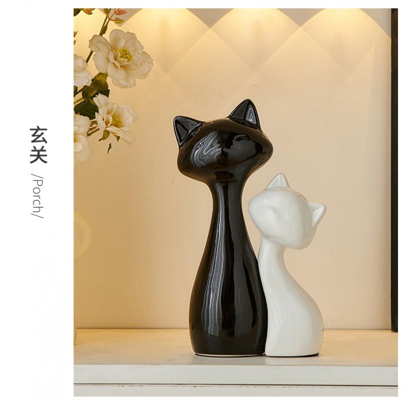 Modern Minimalist Ceramic Cat Figurine Desktop Decor Office Living Room TV Cabinet Gift Birthday Friends