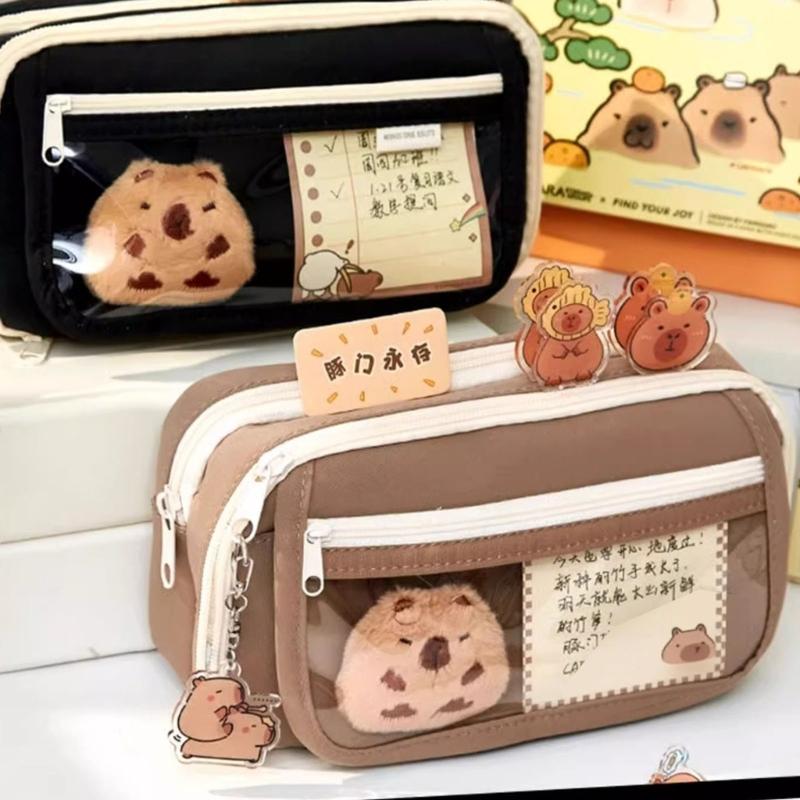 High Capacity Pencil Case 9 Compartments Canvas Pencil Bag Large Pen Organiser Travel Cosmetic Bag for Student Women
