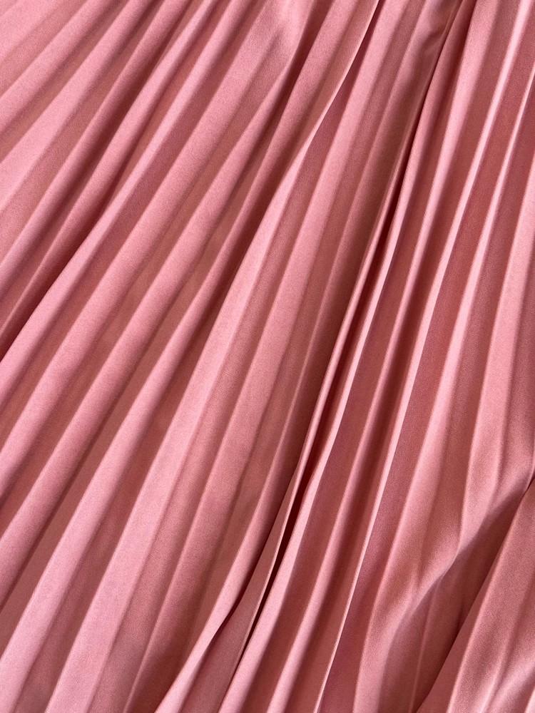 Pink Crochet Lace Hollow Out Embroidery Patchwork Pleated Dress New Summer Women O Neck Lantern Sleeve Slim Holiday Party Dress