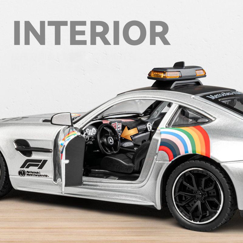 1/24 Benzs AMG GT Safety Car литой миниатюрный автомобиль литой металлический модель звук и свет детские игрушки подарки коллекционные транспортные средства