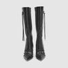 Cool Girl Motorcycle Long Boots Fashion Pointed Toe Rivet Knee High Booties Autumn Winter Ladies Dancing Party Prom Shoes