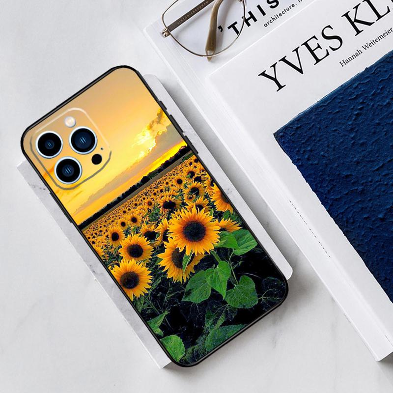 Sunflower Floral Case For iPhone 17 Air 15 14 11 16 Pro Max 13 12 Mini 15 16 Plus 16e Funda Silicone Cover