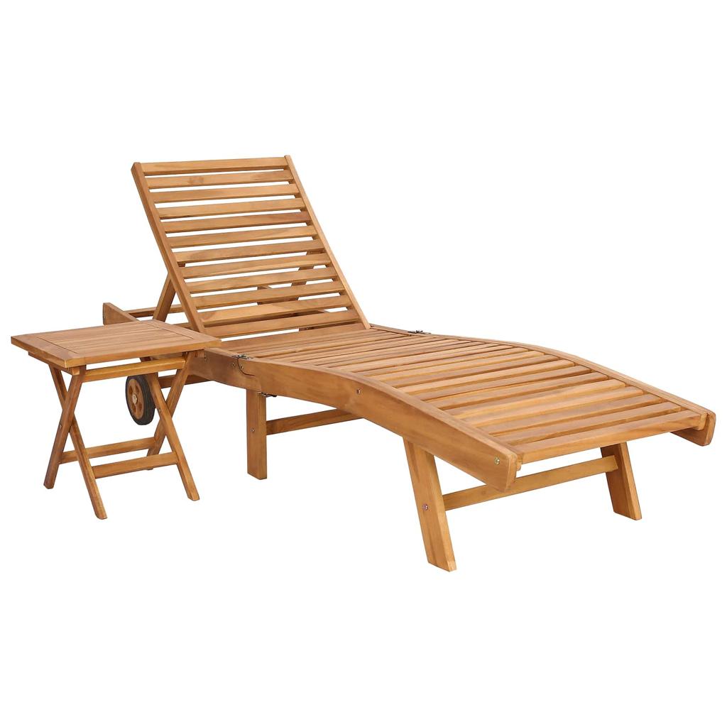 Sun Lounger 2 pcs Brown Solid Wood Teak