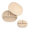 Silicone Plate with Suction Pumpkin Plate with Baby Weaning Food Baby Plate Enne. Cup, Lid, Tableware, (Beige)