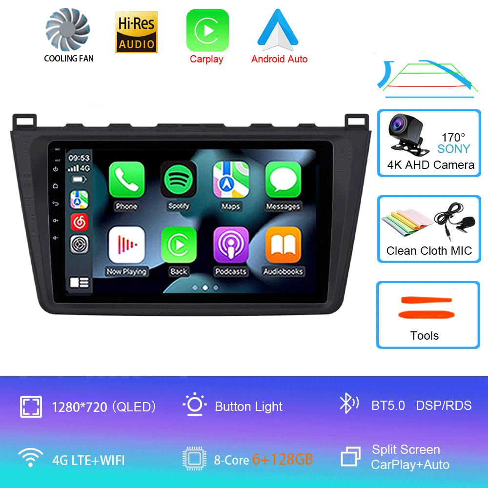 Android14 Carplay Автомагнитола для Mazda 6 GH 2007 2008 2009 2010 2011 2012 Мультимедиа GPS Видеоплеер Стерео 2din Головное Устройство