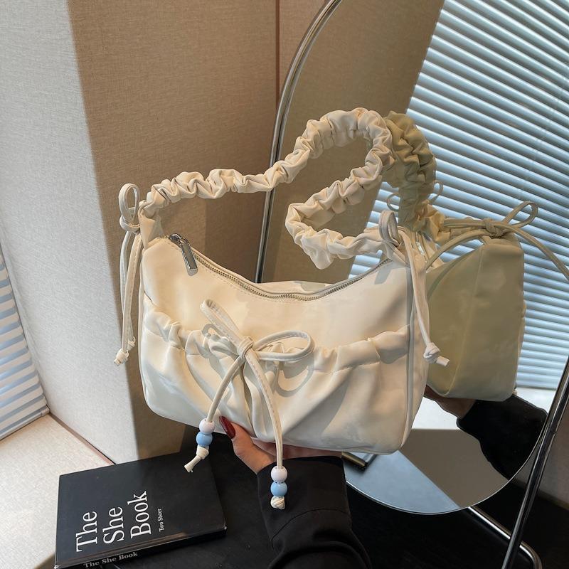 Сумка большой вместимости женская летняя новая нишевая сумка-мессенджер через плечо с бантом, плиссированная сумка-пельмень