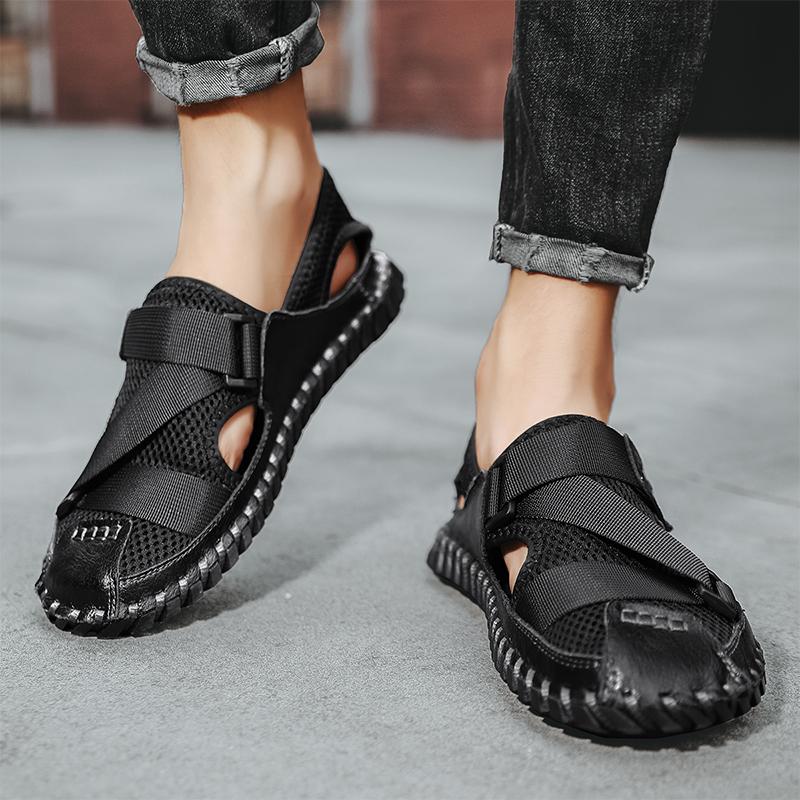 Fashion Men Sandals Summer Designer Casual Beach Shoes Male Outdoor Slippers Sport Leather Non-Slip Loafers Luxury Flats Plus Size 47