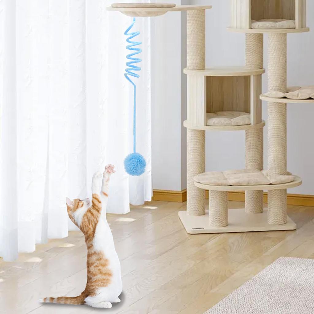 Hanging Catnip Ball Toy Retractable Interactive Cat Teasing Stick Cat Toy Indoor Play Exercise Physical Stimulation