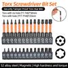 26Pcs Torx Screwdriver Bit Security Tamper Proof Magnetic Screwdrivers Bits Drill Star Plum Solid Hollow Screw Driver 1/4 Hex S2