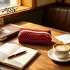 Portable Makeup Brush Case Polka Dot Pencil Case, Aesthetic Vintage Canvas Pen Pouch, Smooth Zipper Large Capacity Storage Bag for School Office