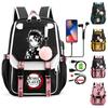 Anime Backpack Demon Slayer Nezuko Kawaii Cartoon School Bag for Adults Large Capacity Manga To Travel Daily Girls' Bookbags