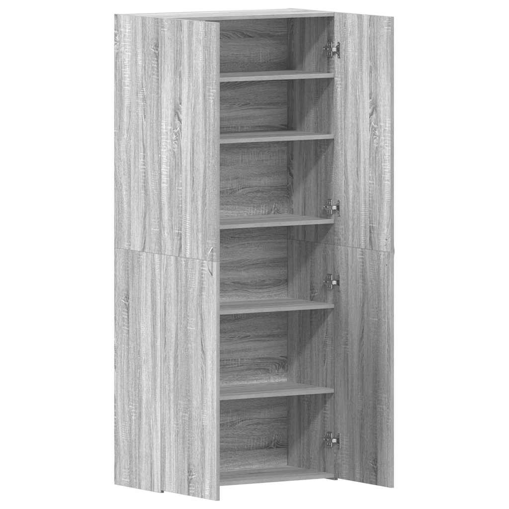 Shoe Cabinet with Shelf Gray 80 x 35.5 x 180 cm Engineered Wood