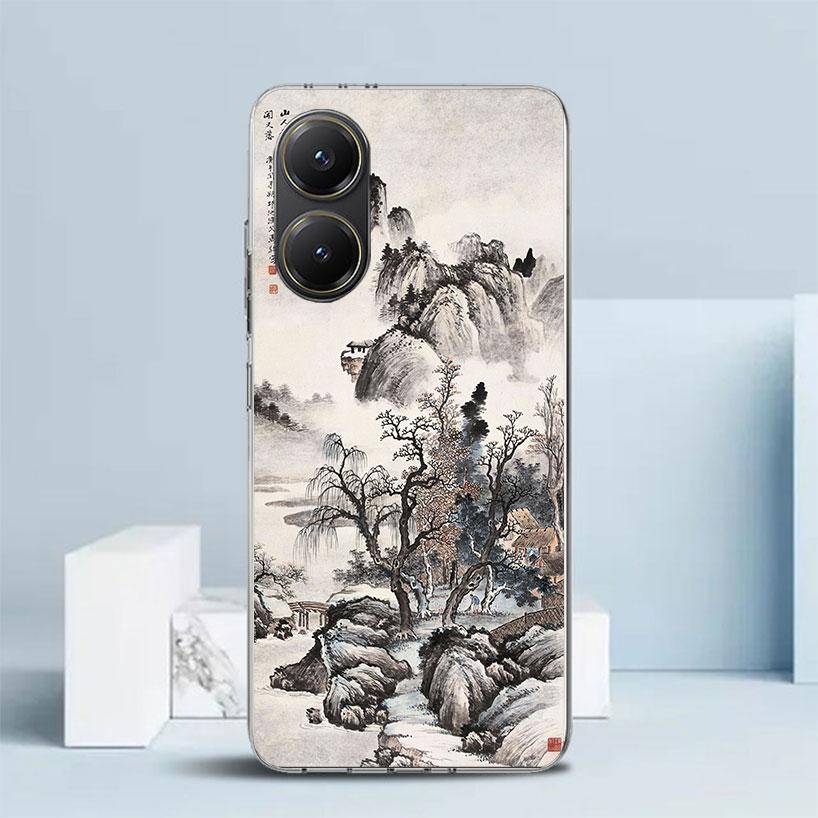 Чехол в китайском стиле с рисунком тушью, мягкая обложка для Xiaomi Poco F7 Ultra X7 X6 X5 Pro M7, чехол для телефона Redmi 15 15C 13 13C 12 12C 10 10C
