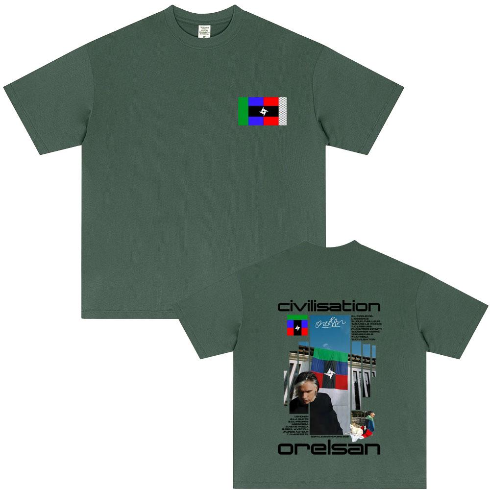 Rapper Orelsan Civilisation Album Graphic T Shirts Unisex Casual Soft Cotton Tshirt Unisex Unisex Hip Hop Fashion Pop Music Tshirt