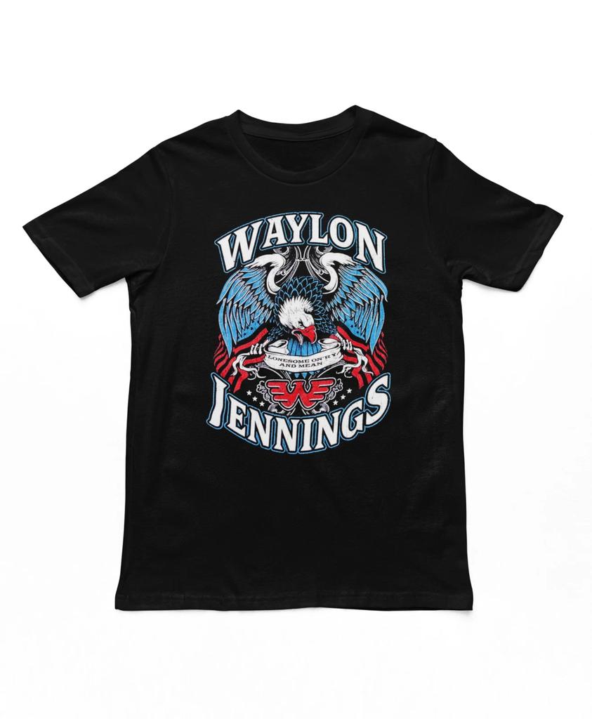 Waylon Jennings Lonesome Mens T Shirt Country Rock Music Classic Band Tee Black