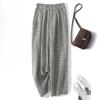 Linen Checkered Pants Women's Loose Casual Pants