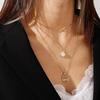 Gold Silver Color Buddhism Lotus Flower Necklaces for Women White Crystal Pendant Multi-Layer Chain Necklace Jewelry Accessories