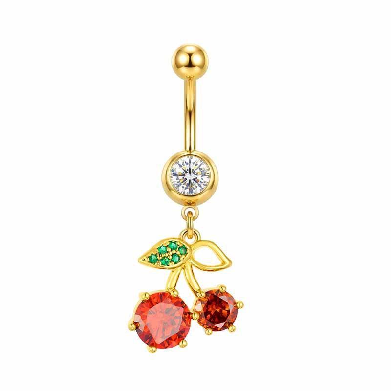 Fruit Cherry Belly Button Rings Trendy Small Cherry Decor Food Grade Stainless Steel Navel Piercing Jewelry for Girls