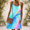 Women Plus Size Scoop Neck Thin Straps Sleeveless Printed Loose Black Gold Midi Dress