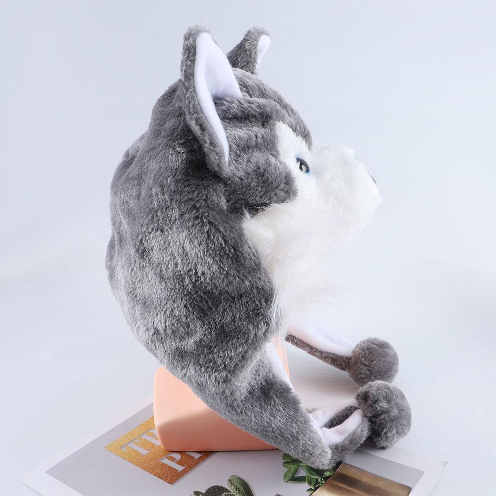 Cartoon Fashion Warm Scarf Kids Cap Soft Earmuff Hat Plush Hat Toys Mascot Huskies Hat