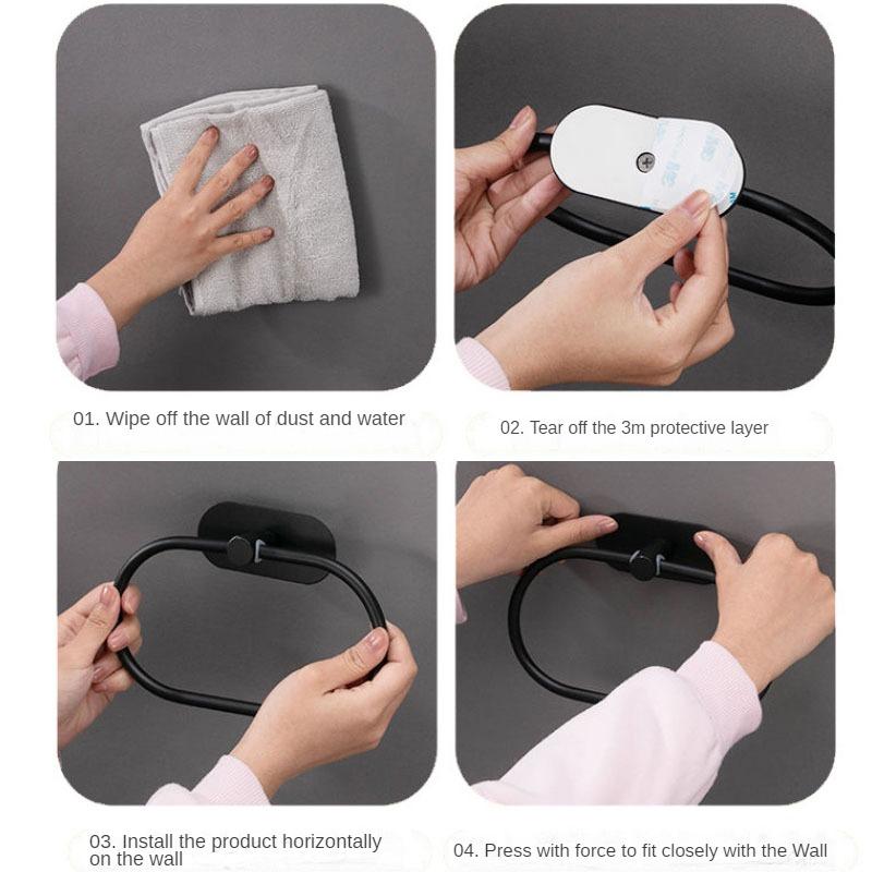 Держатель для полотенец из нержавеющей стали, самоклеящаяся вешалка для полотенец в ванную, черная вешалка для мытья рук, рейка, аксессуары для хранения на кухне