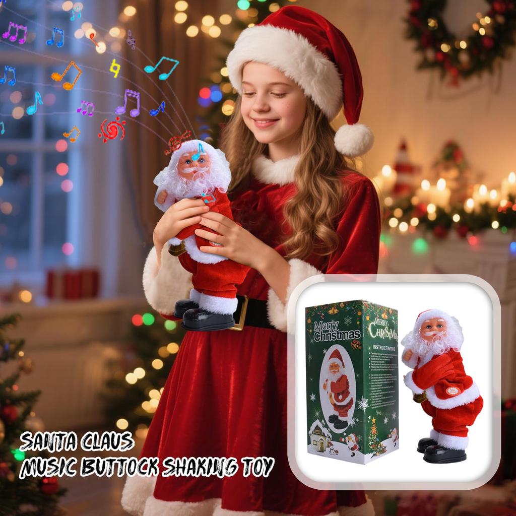 Electric Santa Musical Toy,Dancing Santa With Shaking Belly And Feet,Santa Doll Ornaments Shaking Head Foot Singing Dancing Toy,Battery Operated,Xm