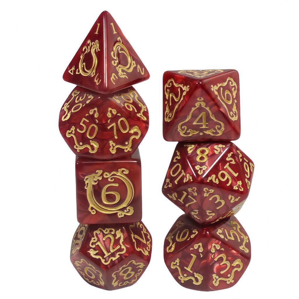 Набор игральных костей DND из 7 многогранных игральных костей с рисунком дракона для ролевой настольной игры D&D RPG