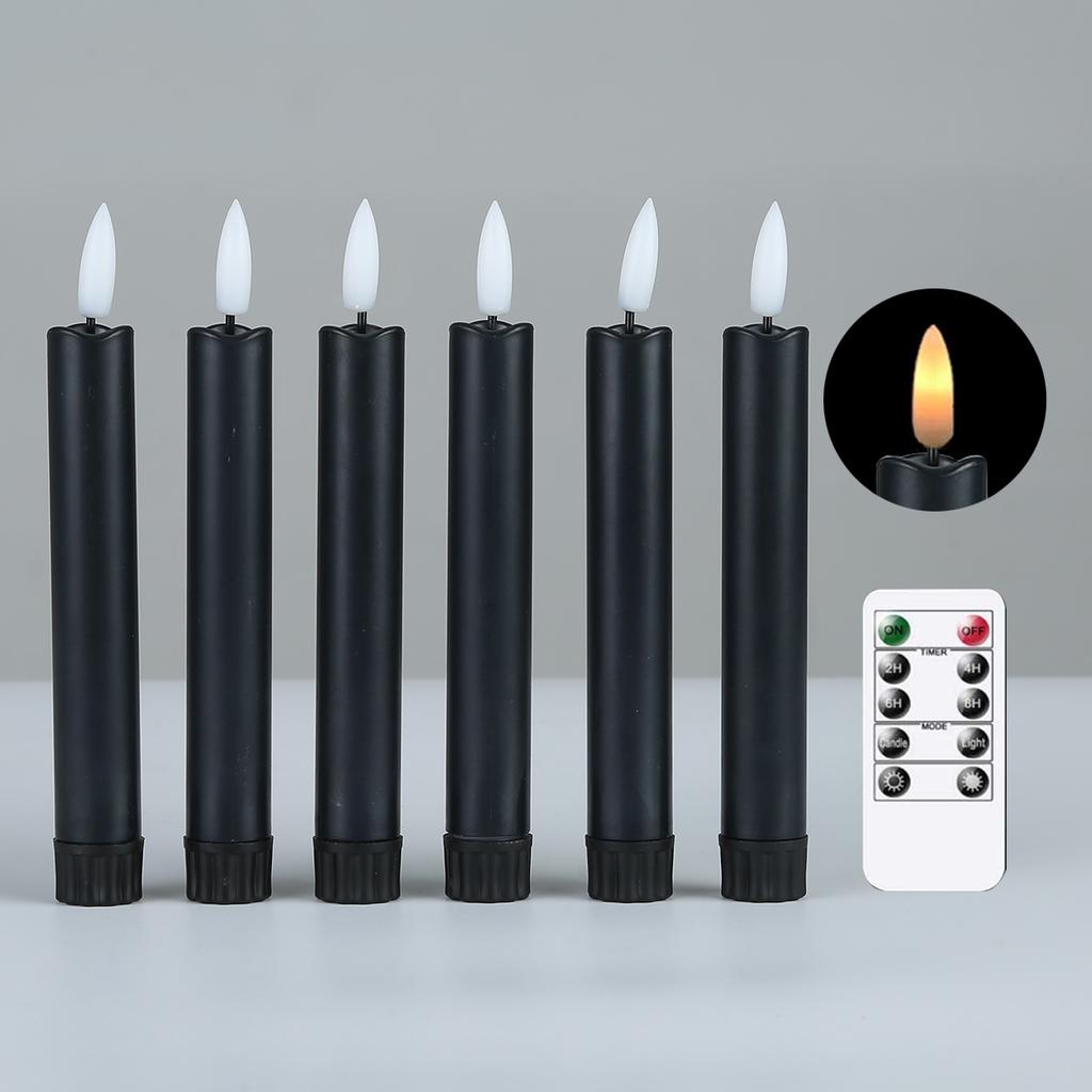 3 or 6 Pieces Short Or Long Flameless Wedding Decorative Taper Candles,6.5 /10 Inch Battery Powered Christmas Home Decoration