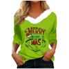 Women's T Shirt Tee Christmas Shirt Long Sleeve Party Christmas Fleece Collar V Neck  Top