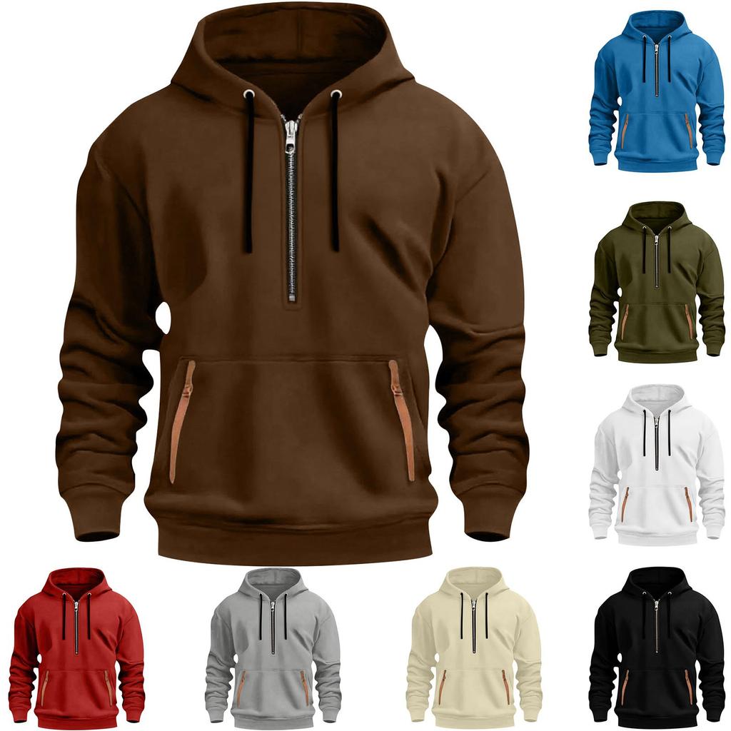 Men's fleece hooded casual long sleeved sweatshirt