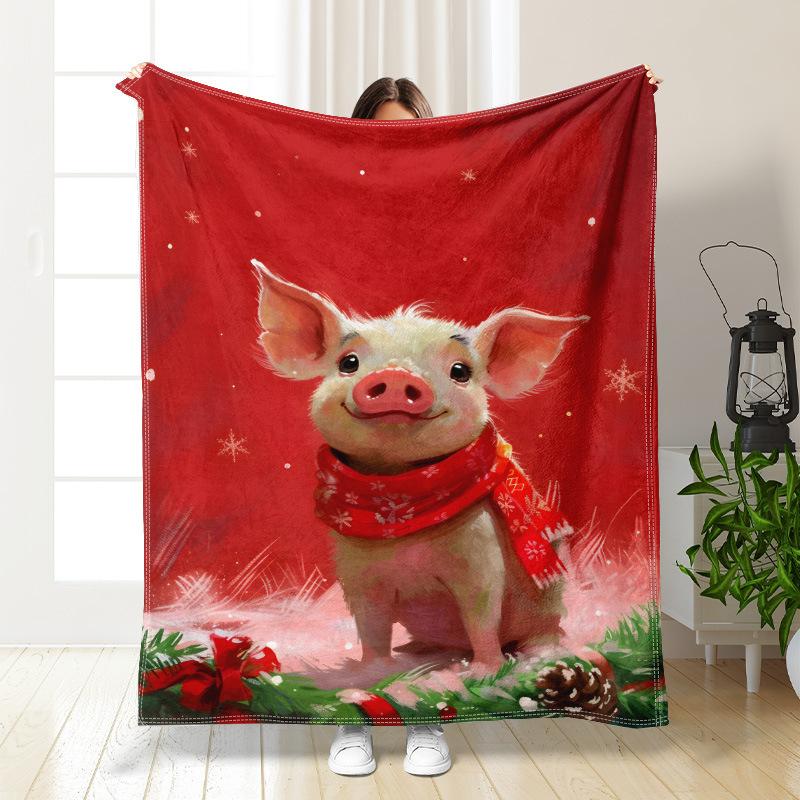 Christmas cartoon digitalprinted polyester Bedroom velvet flannel soft sofa cover blanket Fleece soft sofa cover blankets