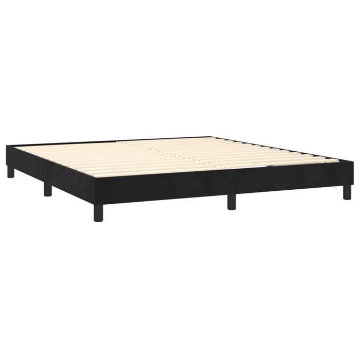 Lit - Maison Exclusive - 160x200 cm - Velours Noir - Tête de lit réglable
