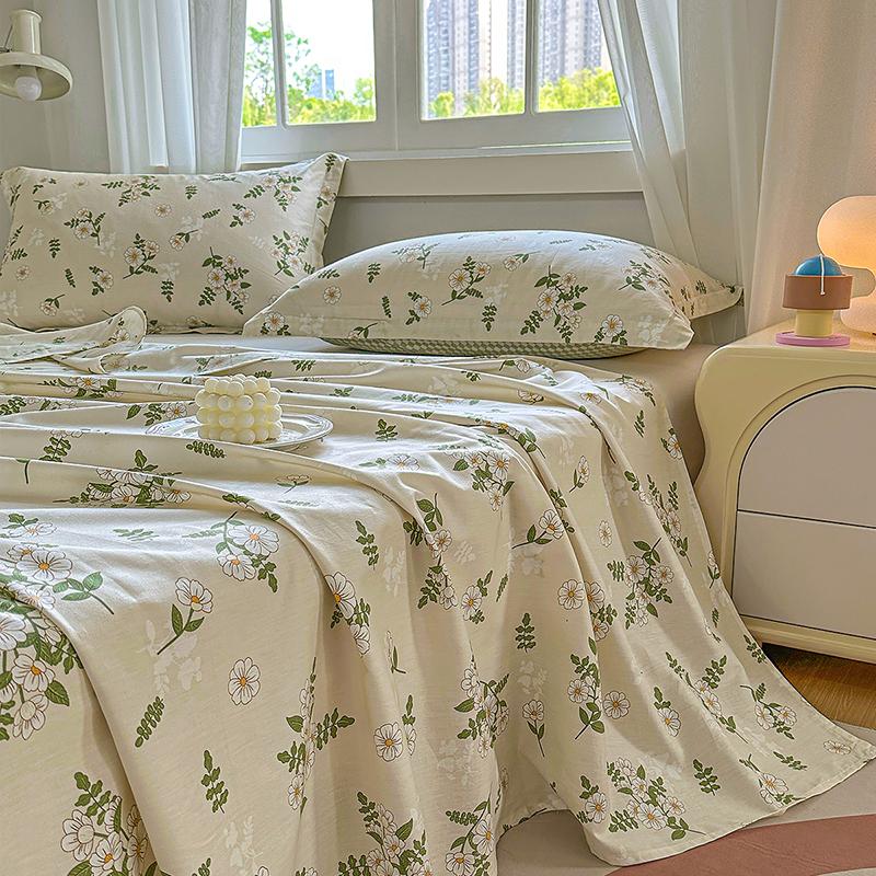 100% Cotton Flat Sheet Floral Style Bedsheet Skin-friendly Bed Linen Sabanas Para Cama Home Bed Flat Sheets (No Pillowcase)