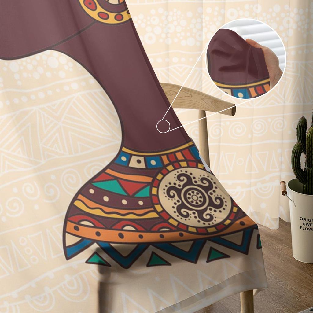 Ethnic African Woman Chiffon Sheer Curtains for Living Room Bedroom Home Decoration Window Voile Tulle Curtain Drapes