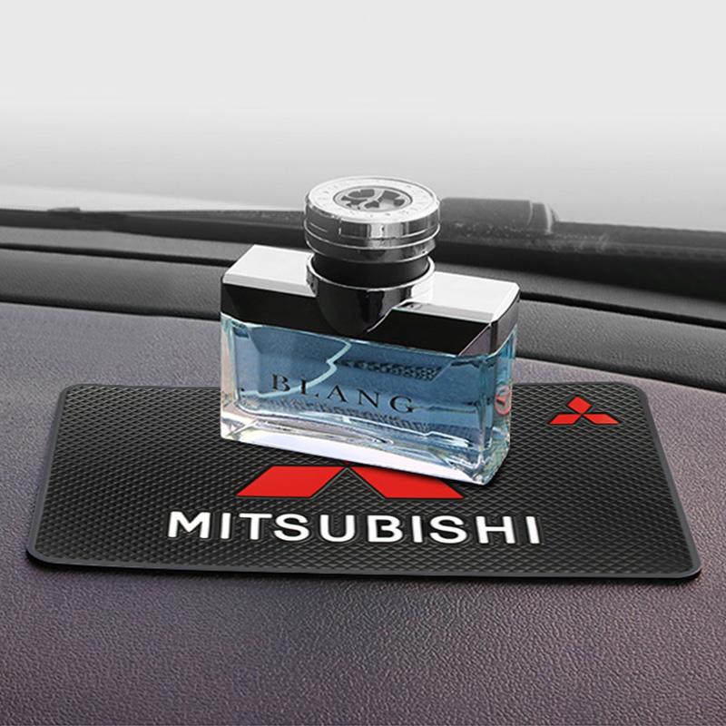For Mitsubishi ASX Lancer Ex Galant Grandi Ecolis Competition Car Logo Non Slip Mat Auto Dashboard Sticky PVC Pad Accessories