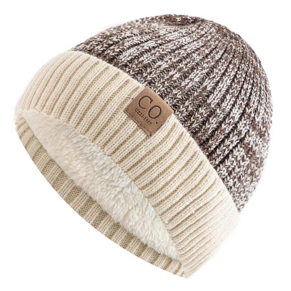 Casual Plush Knitted Hat Windproof Warm Beanie Cap Fashion Winter Knitted Hats Unisex