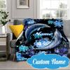 Custom Name Love Dolphins Heart Blanket bed sofa Blanket Flannel Blanket for Camping, Hiking, Picnic Essentials,gift for Fan family