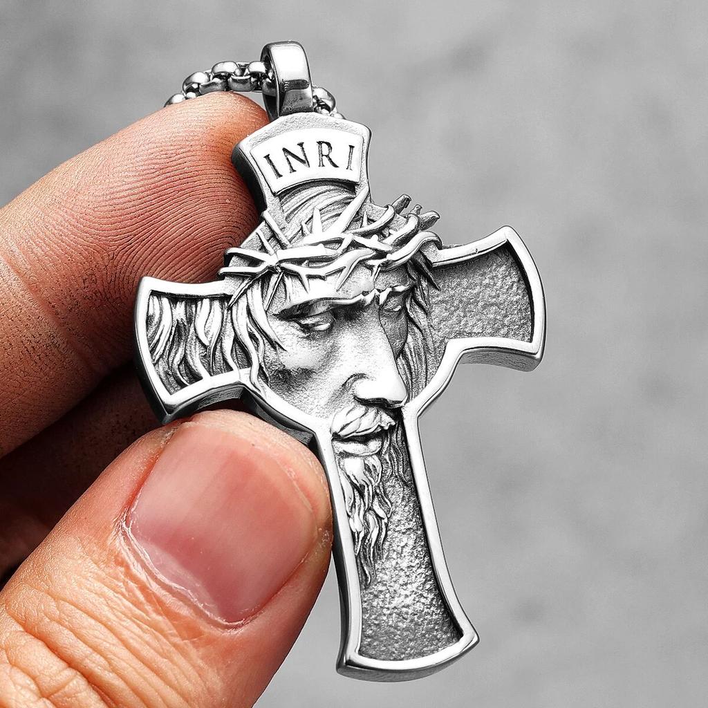 INRI Иисус Крест Религиозный Амулет Из Нержавеющей Стали Мужчины Женщины Ожерелья Подвески Цепи Панк Модные Ювелирные Изделия Креативный Подарок Оптовая Продажа