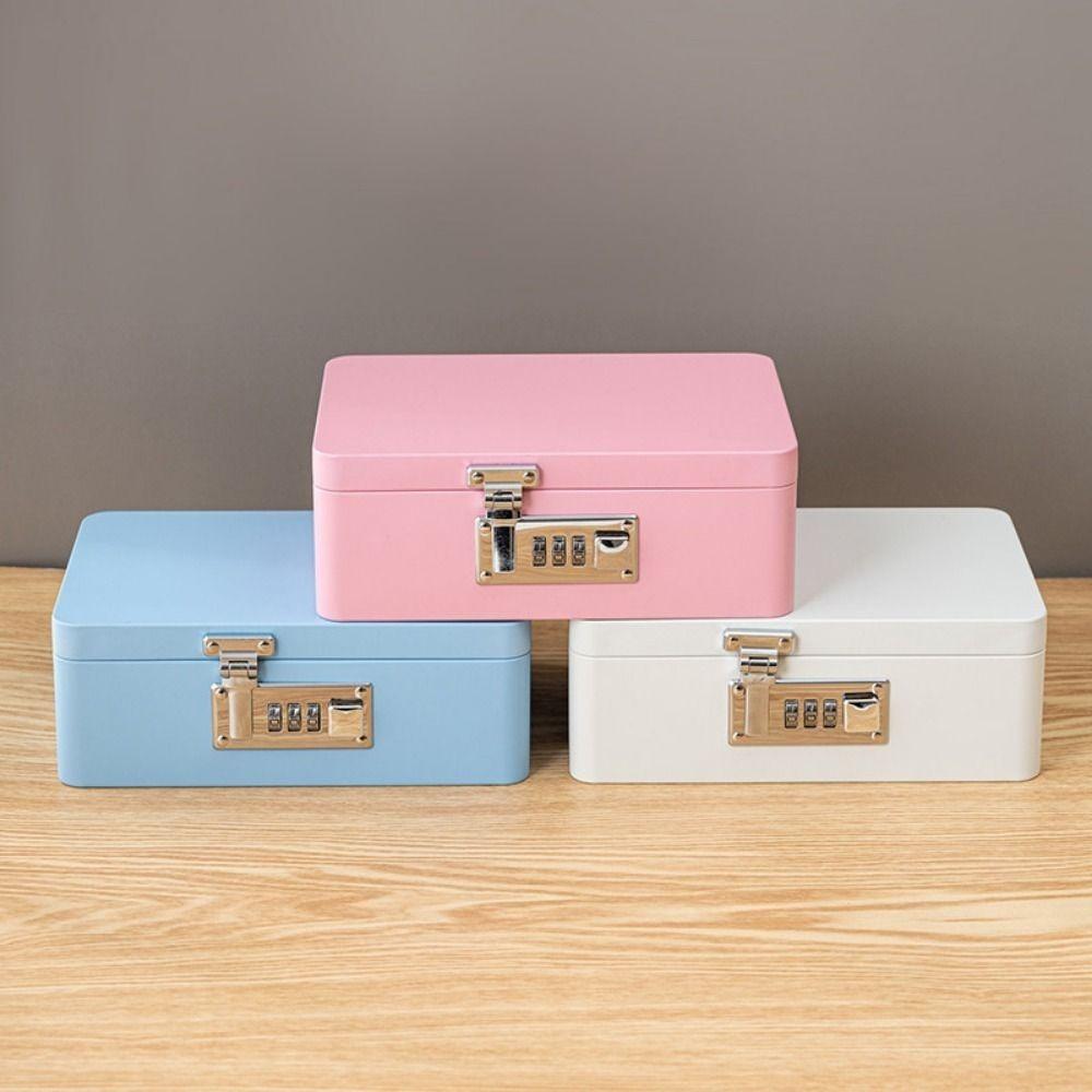 Rectangular Combination Lock Storage Box Solid Color Jewelry Storage Box Home Office