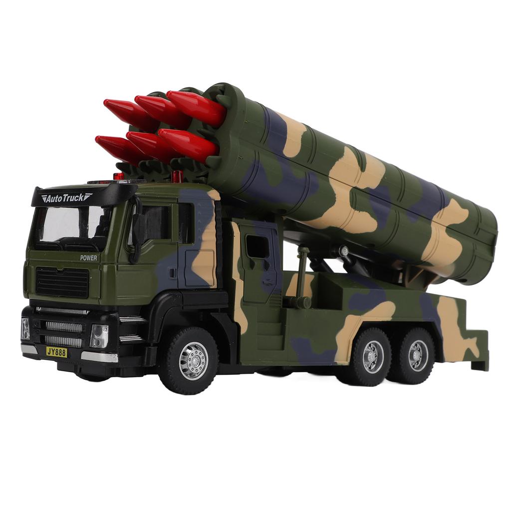 1/50 Военная ракетная модель автомобиля из сплава с инерционным двигателем, игрушечная ракета со звуком и светом для детей