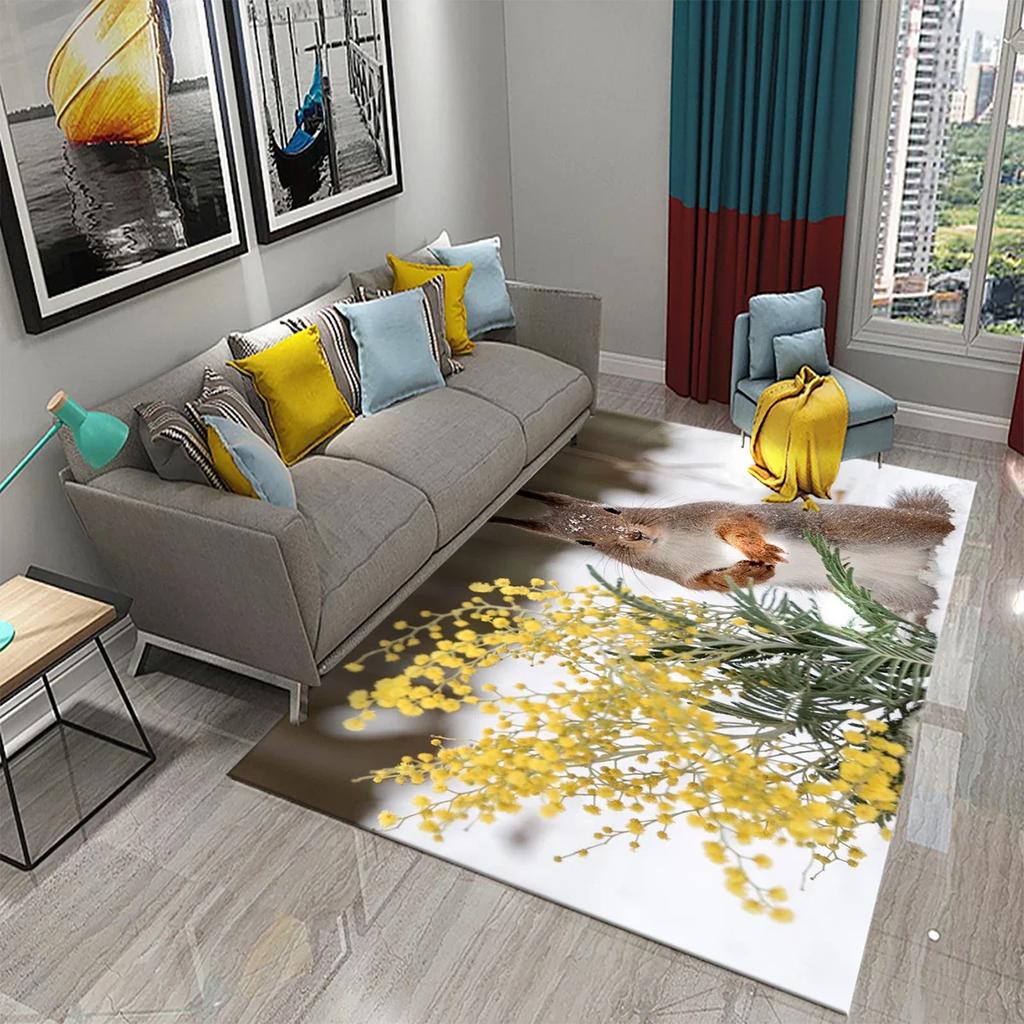 Милый ковер с белкой, забавный коврик для пола с диким животным для декора ванной комнаты, ковер противоскользящий для гостиной, кухни, коврики для ванной комнаты