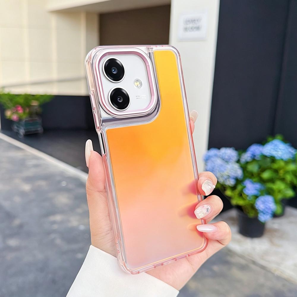 KEYSION Fashion Laser Gradient Colorful Phone Case for OPPO A3X 5G A3 Soft TPU+PC Shockproof Back Cover for OPPO A5i