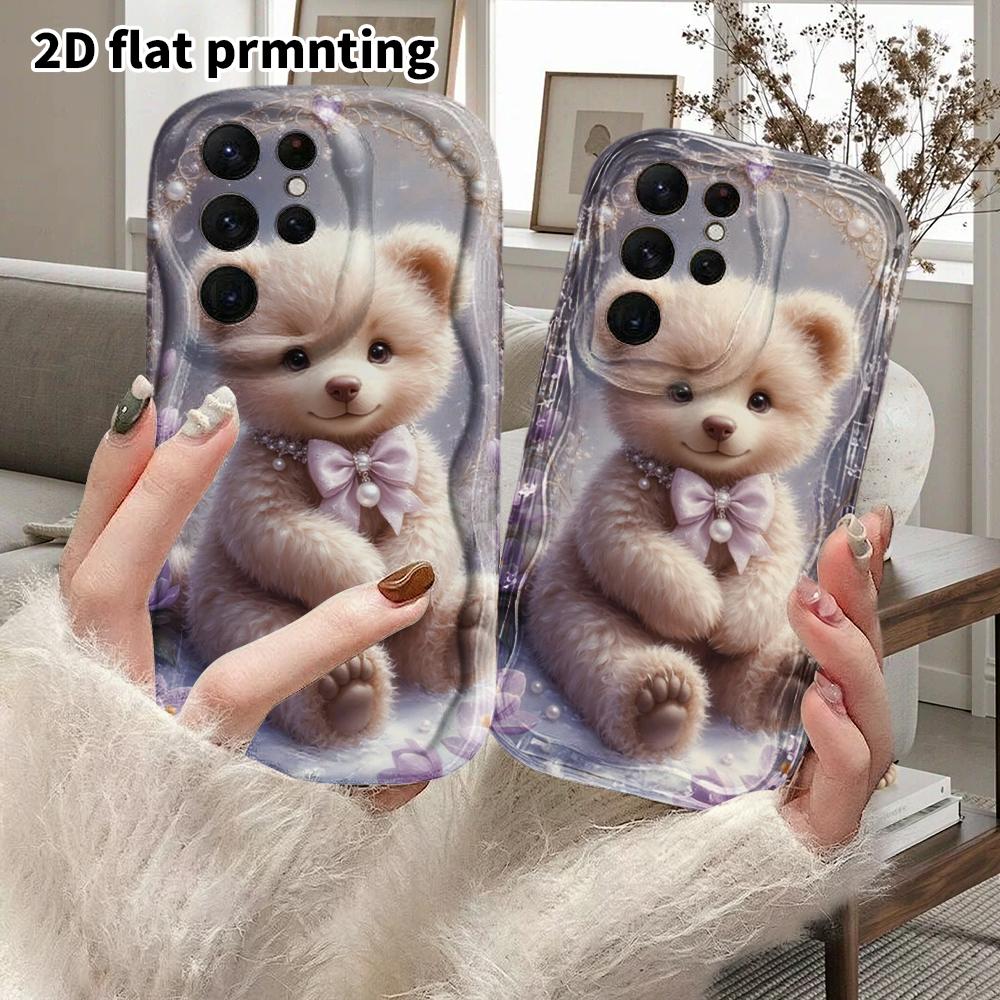 Phone Case: 2D Flat Samsung Galaxy A34 A35 M05 M06 S20 S22 S21 FE Plus 5G Protective Case, Couple Style, Amethyst Bear, Christmas and Halloween Gift